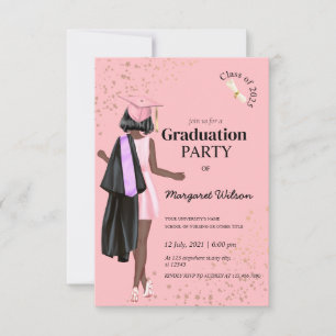 Pink Commencement College Graduation Invitation