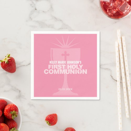 Pink Communion Cup First Holy Communion Napkins