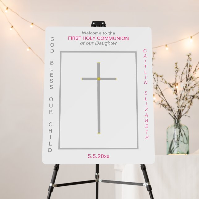 Pink Communion Darker Cross Geometric PHOTO Foam Board (In Situ (Stand))
