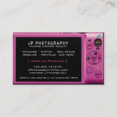 Pink Compact Camera Photographer Business Card (Back)