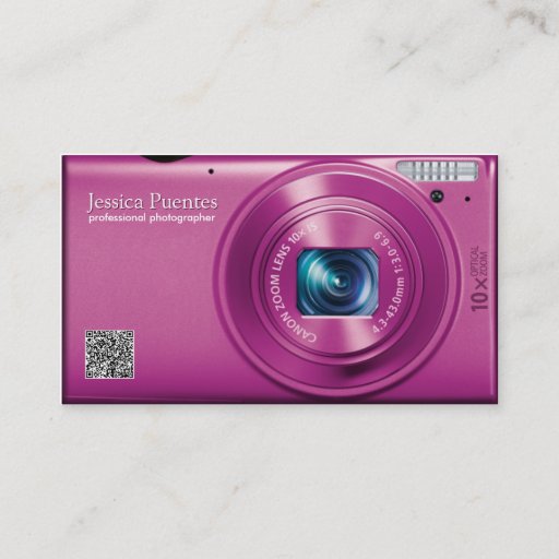 Customizable Pink Compact Camera Professional Photographer Business Card