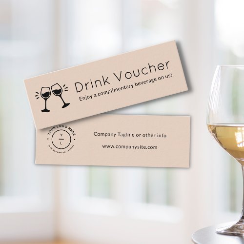 Pink Company Logo Drink Voucher  Corporate Event Mini Business Card