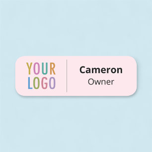 Pink Company Nametag Business Logo Magnetic or Pin Name Tag