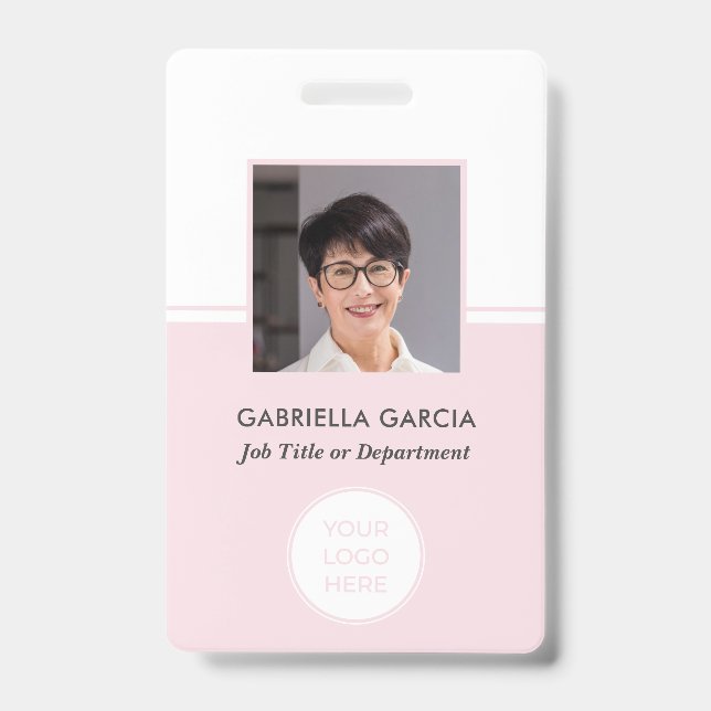 Pink Company QR Code Photo ID Badge (Front)