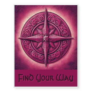 Pink Compass Temporary Tattoos