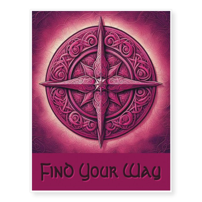 Pink Compass Temporary Tattoos (Front)
