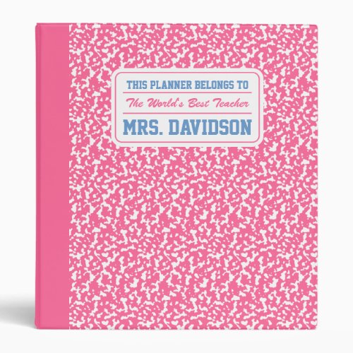 Pink Composition Notebook Binder