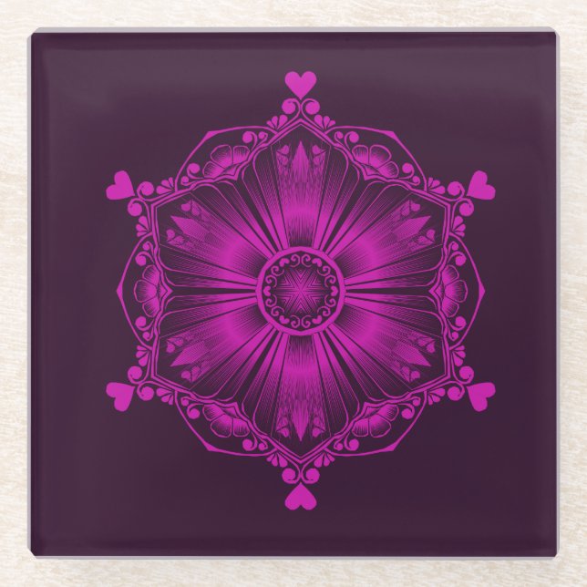 Pink computer art coaster. glass coaster (Front)