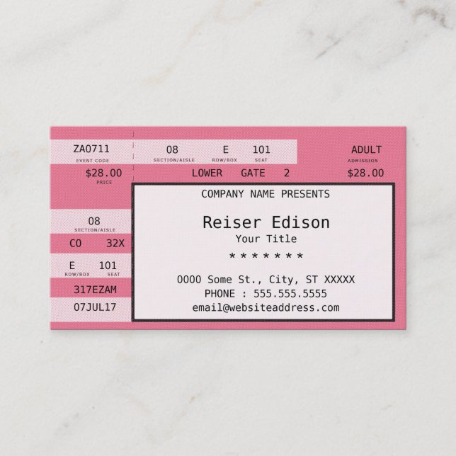 pink concert ticket (Front)