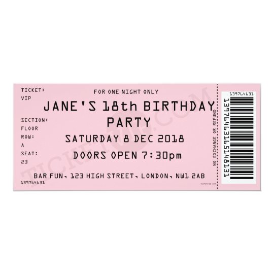 pink concert ticket party invitation zazzle com