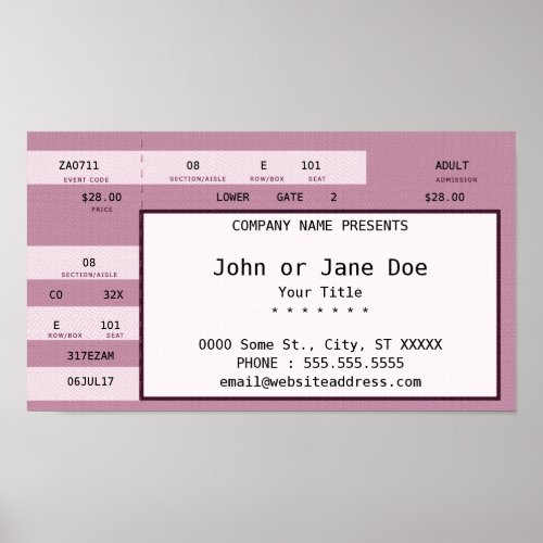 pink concert ticket poster