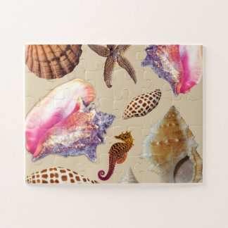 Pink Conch Junonia Seahorse Kids Jigsaw Puzzle