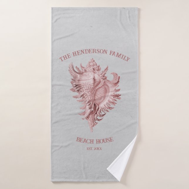 Pink Conch Shell Bath Towel Set (Bath Towel)