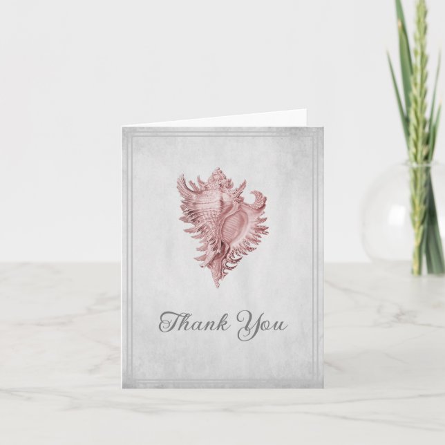 Pink Conch Shell Thank You Card (Front)