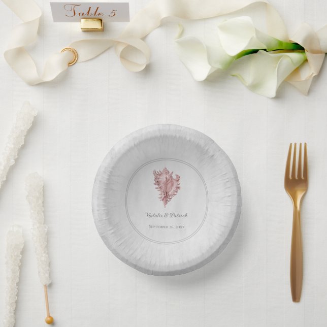 Pink Conch Shell Wedding Paper Bowls (Wedding)