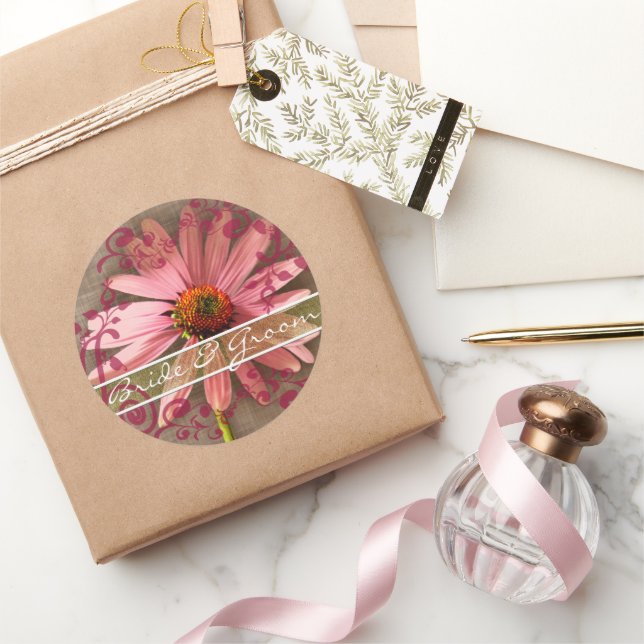 Pink Cone Flower -I am My Beloved's and My Beloved Classic Round Sticker (Gifting)