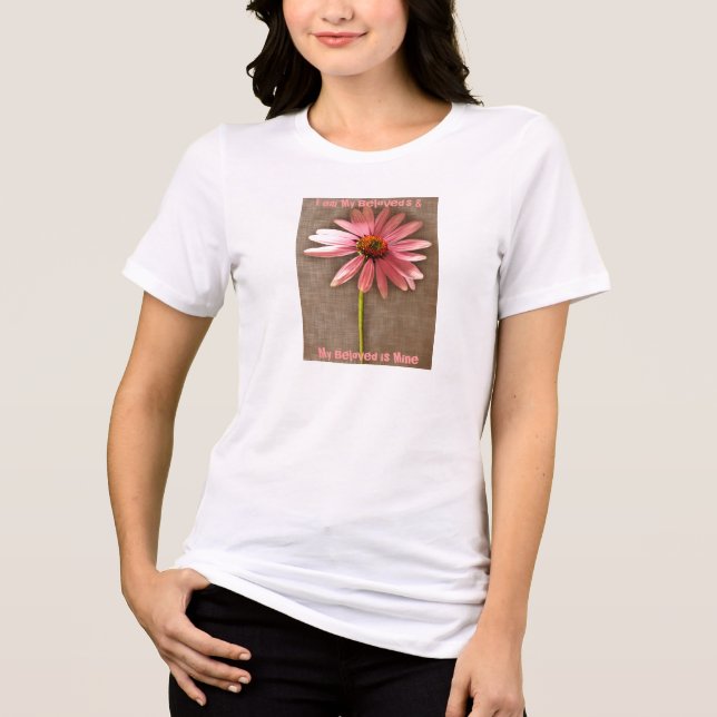 Pink Cone Flower I am My Beloved's and My Beloved Tri-Blend Shirt (Front)