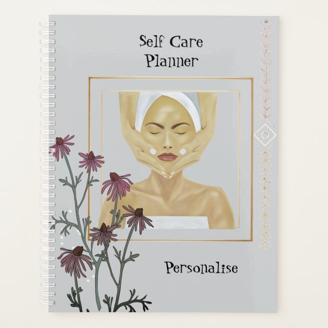 Pink Cone Flowers Massage SelfCare Floral Journal  Planner (Front)