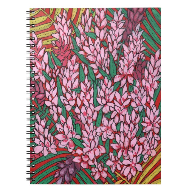 Pink Cone Ginger Alpinia Tropical Flowers Floral Notebook (Front)