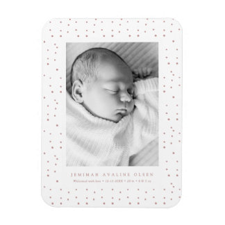 Pink Confetti Baby Birth Announcement Photo Card Magnet