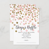 Pink Confetti Baby Shower Diaper Raffle Ticket Enclosure Card (Front/Back)