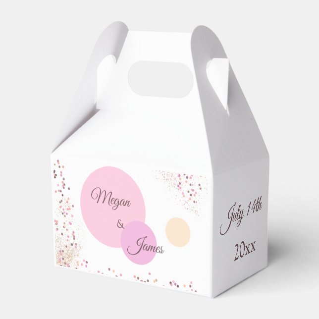 Pink Confetti Circles Favor Boxes (Front Side)