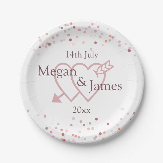 Pink Confetti Circles Paper Plates (Front)