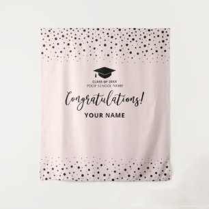 Pink Confetti Congratulation Graduation Tapestry