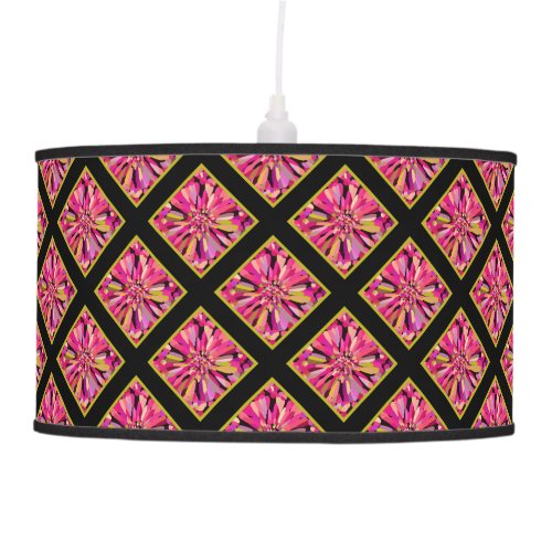 Pink Confetti Flower Diagonal Patchwork Ceiling Lamp