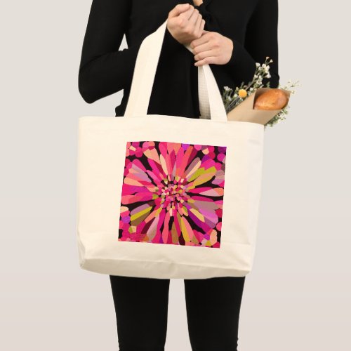 Pink Confetti Flower Large Tote Bag