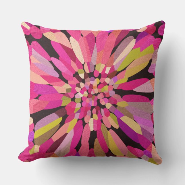 Pink Confetti Flower Outdoor Pillow (Front)
