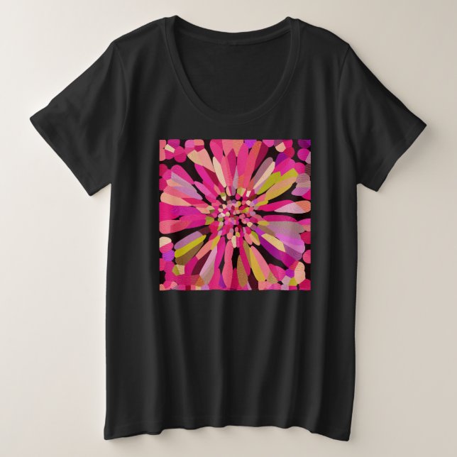 Pink Confetti Flower Plus Size T-Shirt (Design Front)