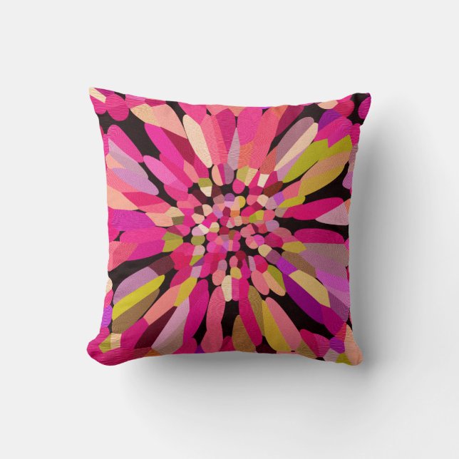 Pink Confetti Flower Throw Pillow (Front)