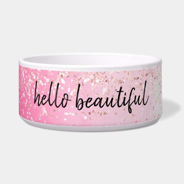 Pink Confetti Glitter Glitz Ombre Bowl (Front)