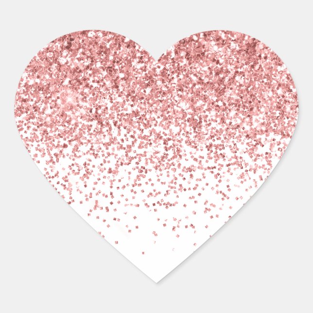 Pink Confetti Glitzy Glam Sparkle Glitter Heart Sticker (Front)