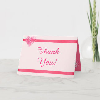 Pink Confetti Heart Spring Folded Thank You Card
