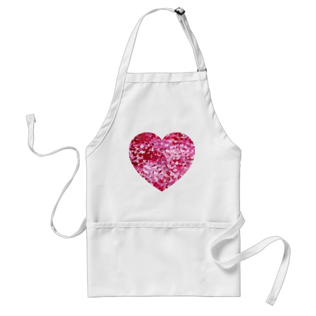 Pink Confetti Hearts Adult Apron (Front)