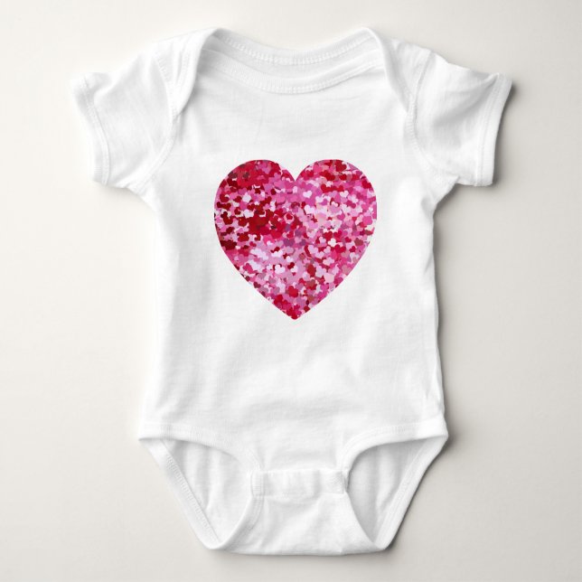 Pink Confetti Hearts Baby Bodysuit (Front)