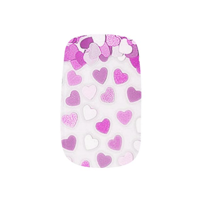 Pink Confetti Hearts Nail Wraps (Left Thumb)