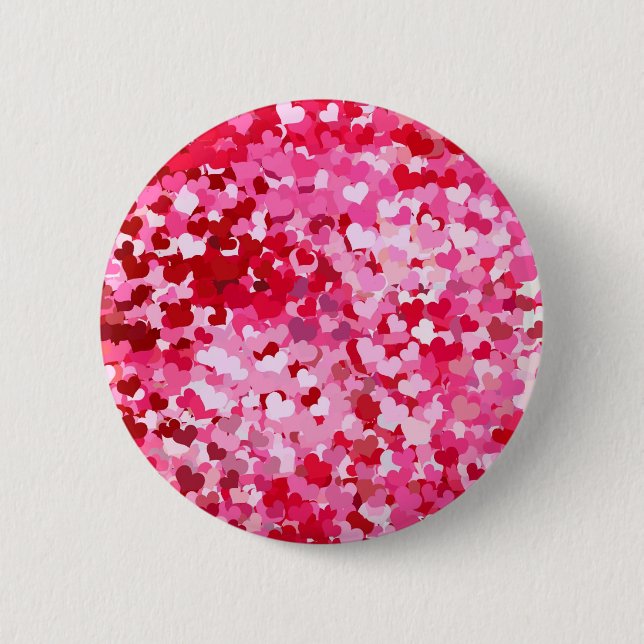 Pink Confetti Hearts Pinback Button (Front)