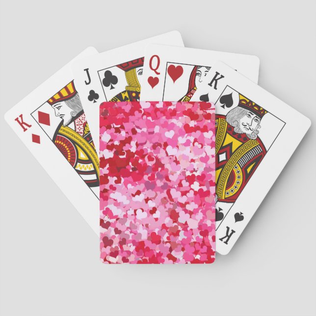 Pink Confetti Hearts Poker Cards (Back)