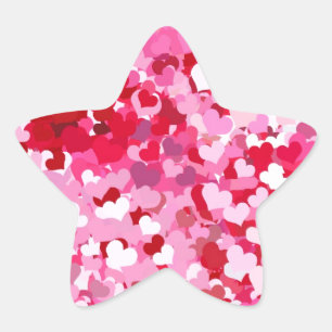 Pink Confetti Hearts Star Sticker
