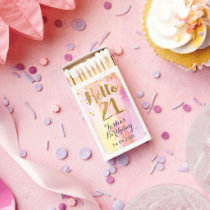 Pink Confetti Hello 21 21st Birthday Matchboxes