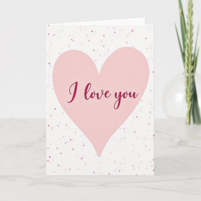 Pink Confetti I Love You Heart Card (Front)
