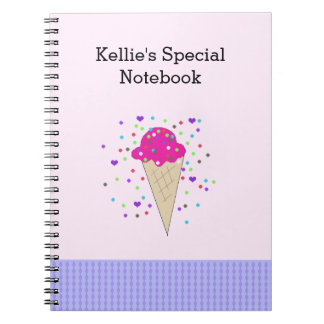 Pink Confetti Ice Cream Notes Notebook