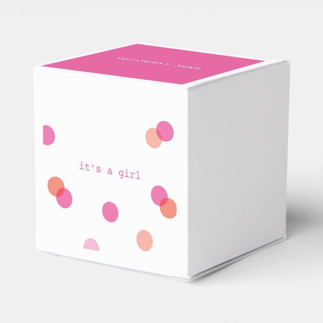 Pink confetti | It's a girl favor boxes (Back Side)