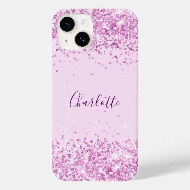 Pink confetti name script Case-Mate iPhone case (Back)