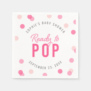 Pink Confetti Ready to Pop Baby Shower Napkins