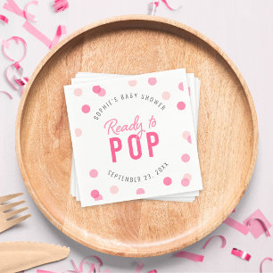Pink Confetti Ready to Pop Baby Shower Napkins