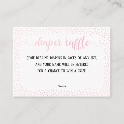 Pink Confetti Script on White Diaper Raffle Cards